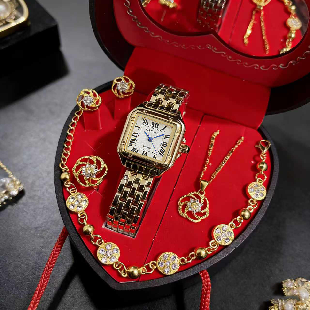 Coffret cadeau doré sans diamants