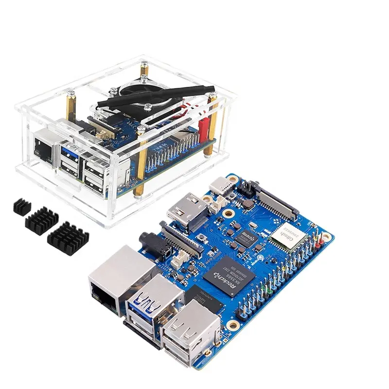 오렌지 파이 3B 2/4/8 gb 램 DDR4 RK3566 와이파이 블루투스 BLE SBC 선택적 256gb EMMC TF 카드 케이스 팬 히트싱크 전원 공급 OPI 3B