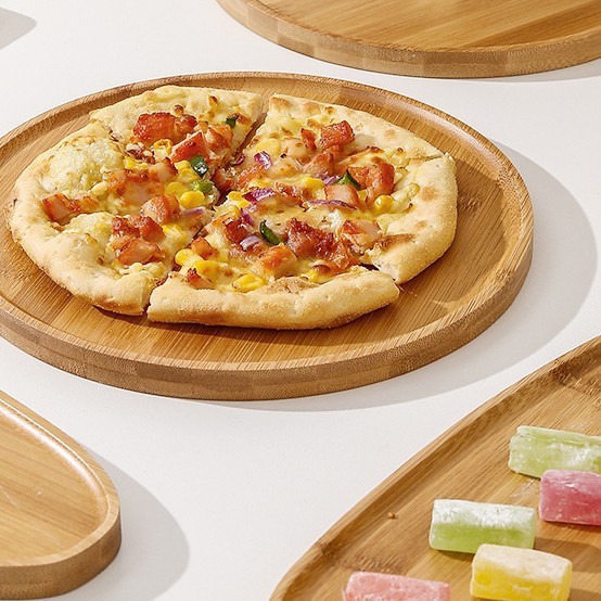 Plato de bambú y madera de 6 pulgadas