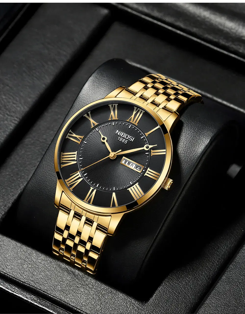 Nibosi 2525 relojes de pulsera para homem, relógio de quartzo preto simples para homens, preço baixo