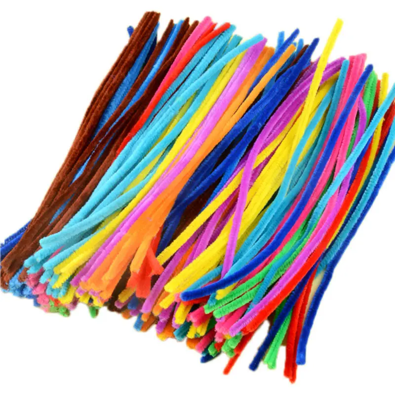 Hastes chenille coloridas para crianças, brinquedos educativos de 30cm, hastes artesanais e grossas, limpadores de cachimbo diy, 100 peças