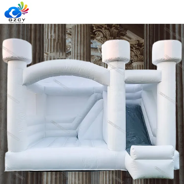 Casa de rebote blanca para decoración de fiesta, castillo hinchable 3 en 1, el mejor precio