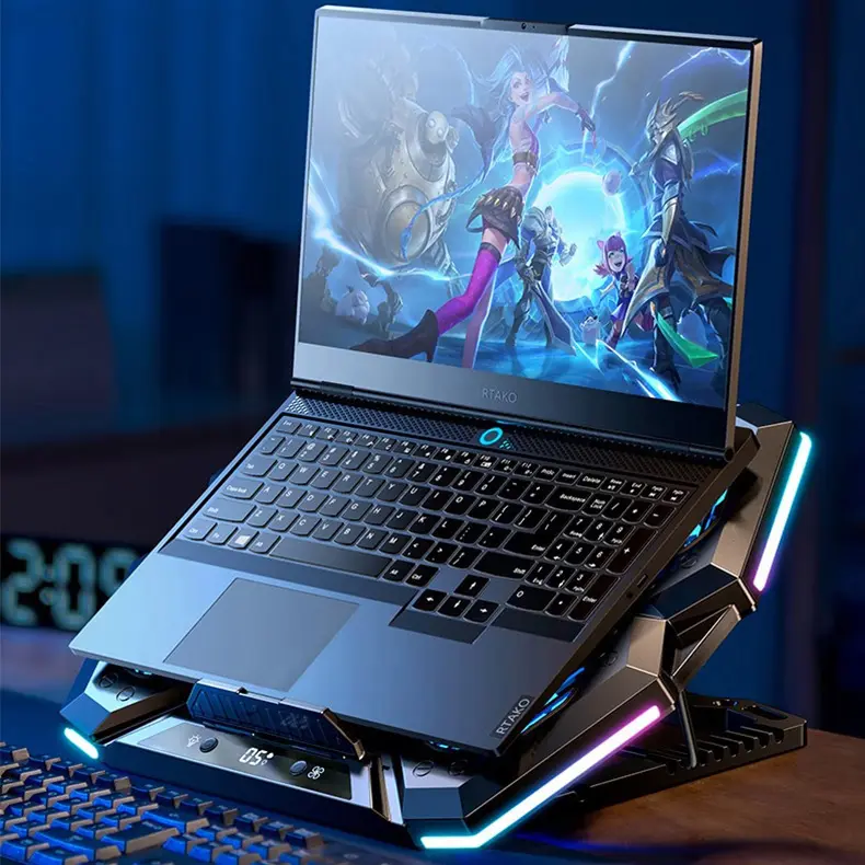 Pad di raffreddamento per Laptop RGB con 6 ventole di raffreddamento supporto di raffreddamento per Laptop da gioco leggero per Notebook ergonomico Comfort