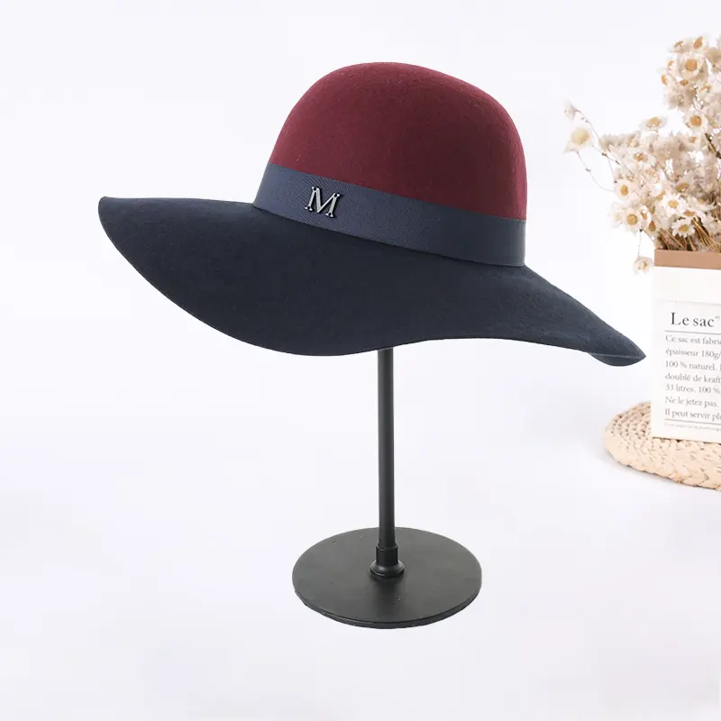 Chapeau Fedora rond rouge noir pour femmes, vente en gros, prix d'usine