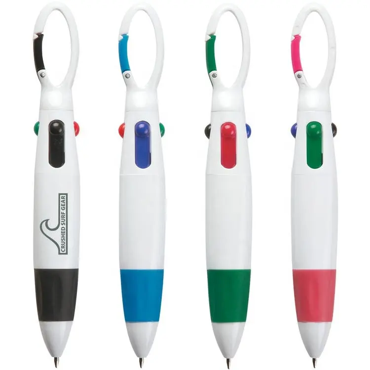 Stylo à bille publicitaire en plastique avec 4 couleurs d'encre différentes pour stylo à bille promotionnel