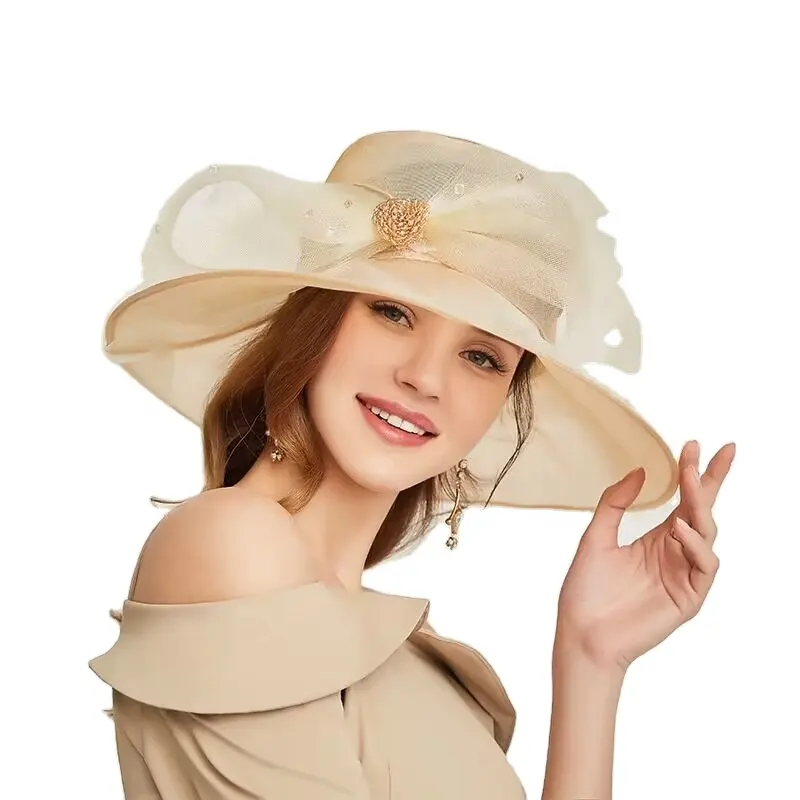 Accessori cappello da chiesa fantasia in Organza da donna Fashion New Ladies Multicolor elegante personalità cappello da sole