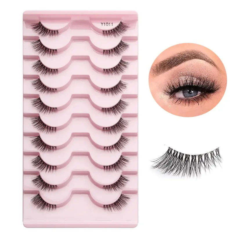 10 paires 5D 6D 7D faux cils de bande en gros 10 en 1 cils naturel Faux cils de vison cils vendeurs soie maquillage cils