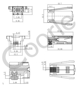 RJ9 SDL Modular Plug <strong>Male</strong> <strong>Long</strong> Body RJ22 4P4C <strong>Connector</strong> With Shielded W=12.2mm - Product Image 6