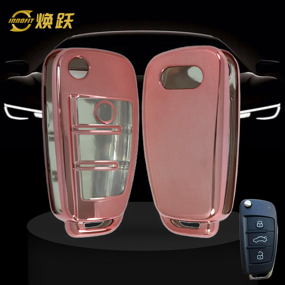 AUD1T1-Bouton transparent blanc-plaqué or rose