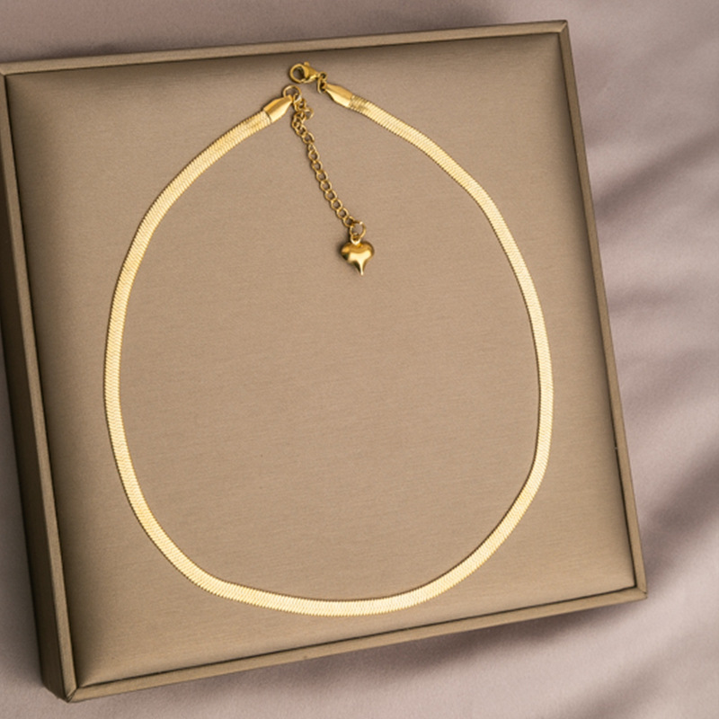 Gold flat snake bone chain titanium steel necklace