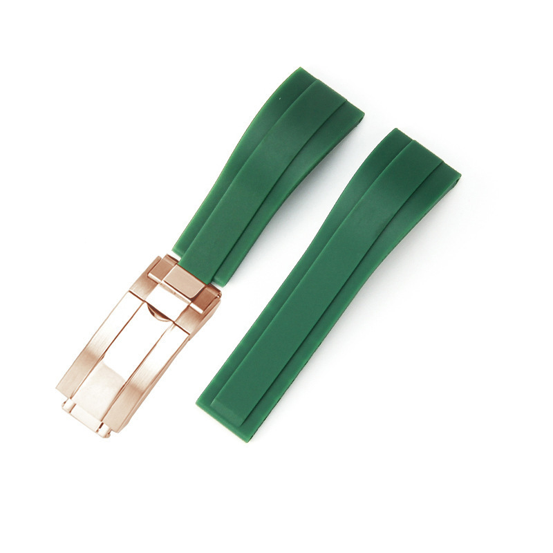 Green band-rose gold buckle