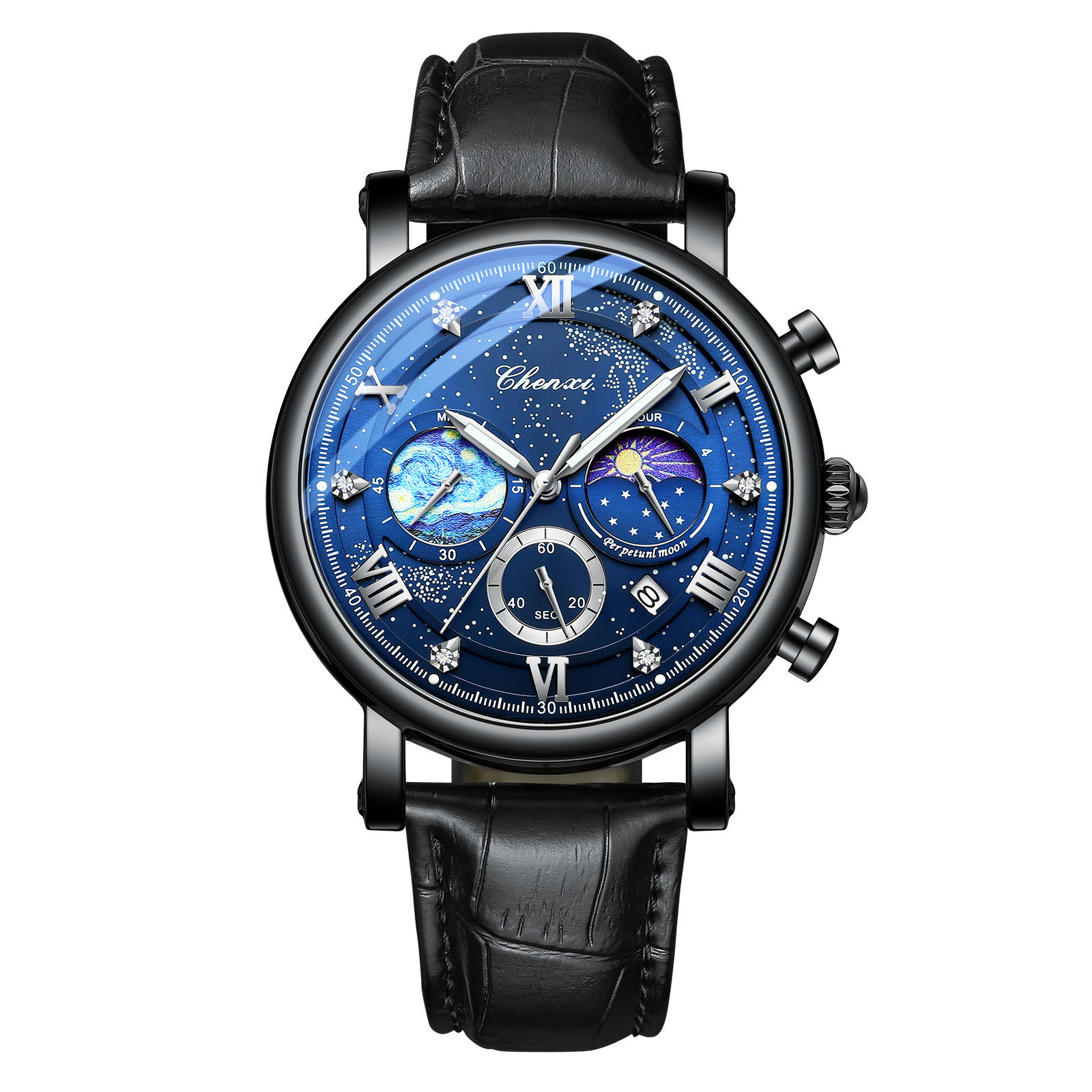 Blue Black Leather