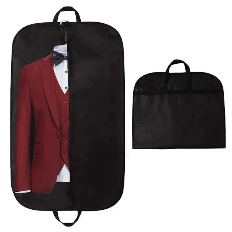Custom Logo Reusable Gown Dress Suit Cover Clothes Storage Bag Zipper Pocket Oxford Fabric Foldable Garment Bags