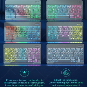 Teclado retroiluminado arcoíris para tableta Android, iOS, Windows, ratón, conjunto inalámbrico árabe, ruso, coreano, para iPad, nuevo