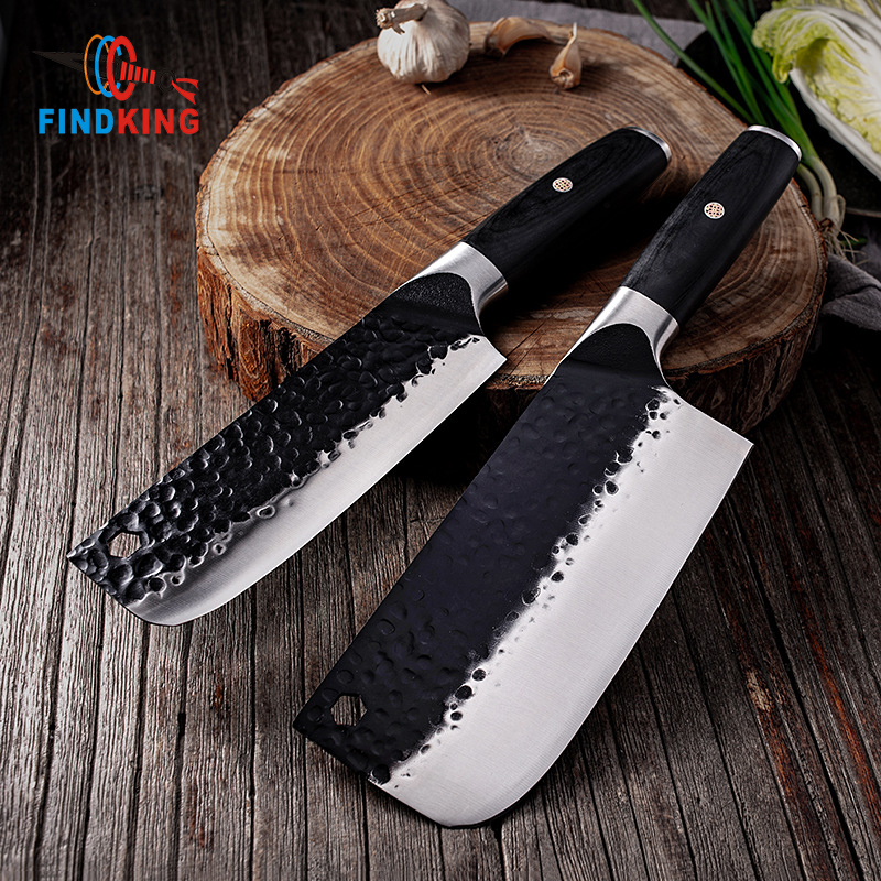 Newest Handmade 2 Pcs Butcher Knife Kitchen Cleaver High Carbon Clad Steel Slicing Knife For Chef Chopping Knife