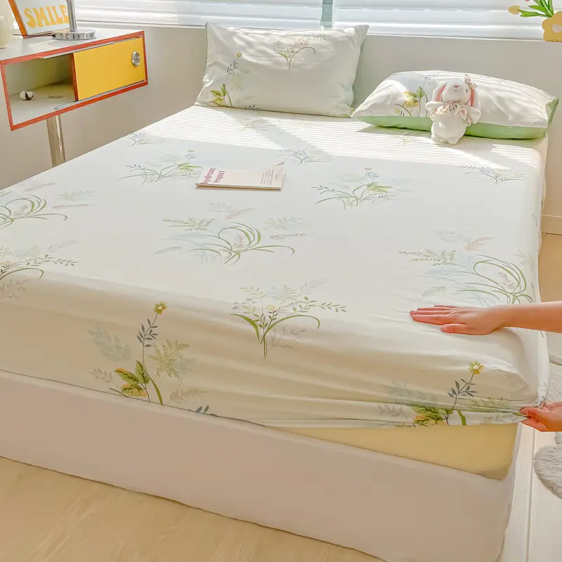 Selimut bed cover motif kartun, selimut penutup ranjang pas, pelindung kasur katun motif bunga dan tanaman