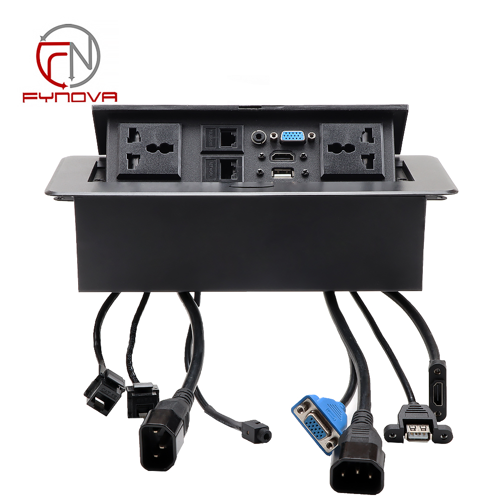 Black,2 Univ. plugs+1VGA/Audio/USB Data/HD MI/LAN/Tele,30cm Wire