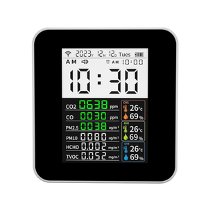 Pantalla LCD interior Detector de aire Función de alarma PM2.5 HCHO TVOC Tester Meter Polvo Temperatura Humedad Sensor Industrial CO2 Meter - Product Image 1