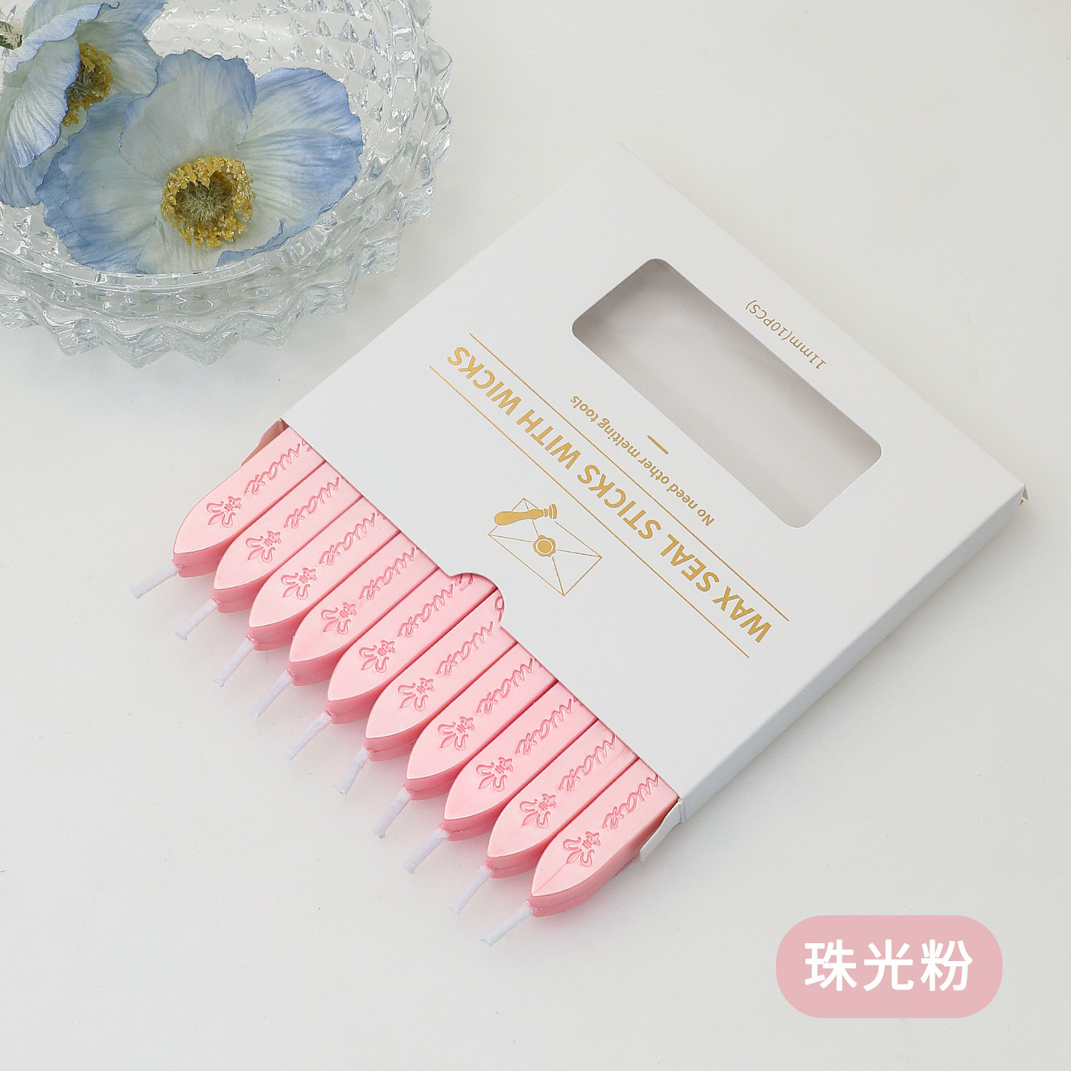 Letter-shaped with core-10 pcs per box-pearlescent powder
