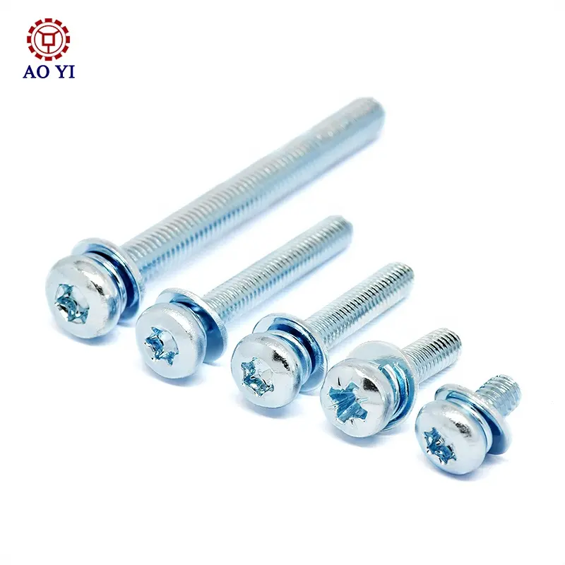 Thép không gỉ M4 Torx ổ cắm Vít đầu tròn với máy giặt sem kết hợp vít máy với mạ kẽm màu xanh