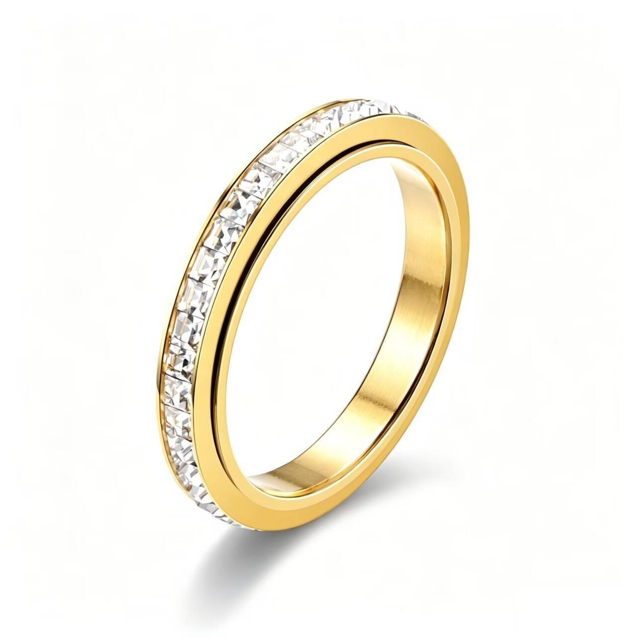 Or-Noir - Rotatif - Bague Diamant Carrée