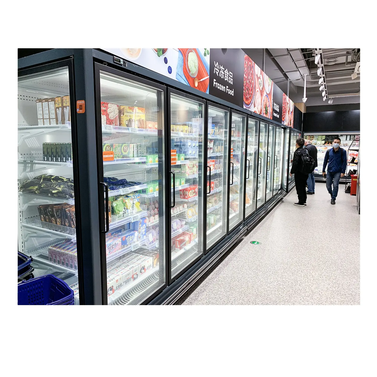 Venda quente Porta De Vidro Vertical Refrigerador Bebidas Exibição Congelador Chiller Supermercado Máquina Fria