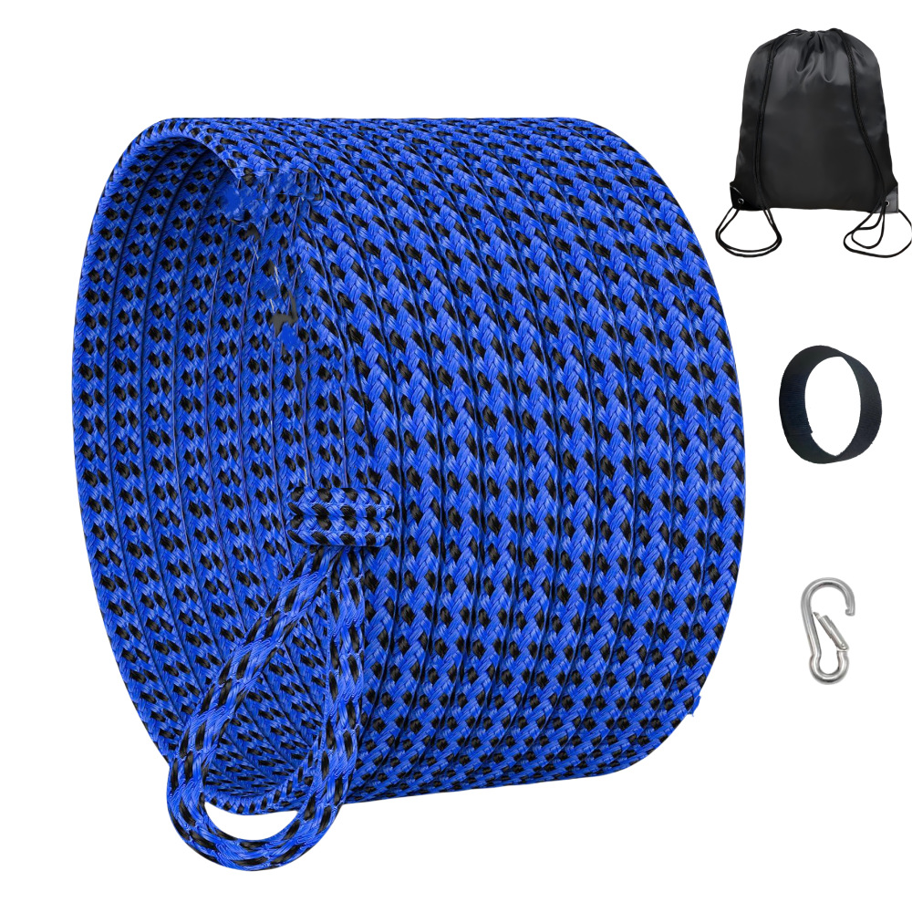 Anillo de tracción unilateral de punto azul y negro de 18 metros + hebilla de acero inoxidable