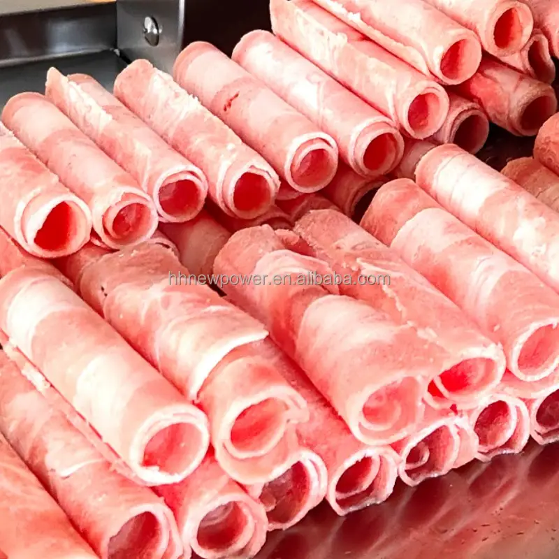 फैक्टरी मूल्य मटन बीफ रोल स्लाइसर पोर्क पेट जमे हुए मांस काटने की मशीन स्टेनलेस स्टील जमे हुए लंच मांस हेलिकॉप्टर