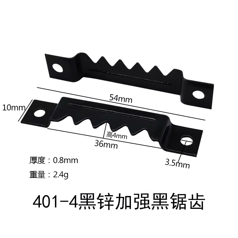 401-4 Dents dentelées noires renforcées en zinc noir