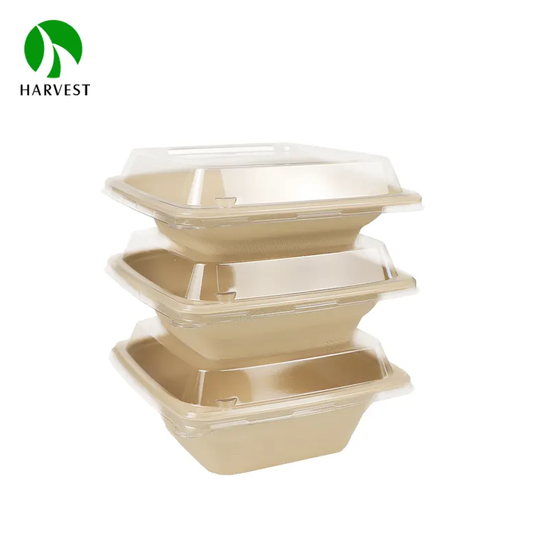 생물 분해성 32oz 펄프 사각 그릇 박판으로 만들어진 코팅을 가진 사탕수수 Bagasse 찌르기 샐러드 그릇