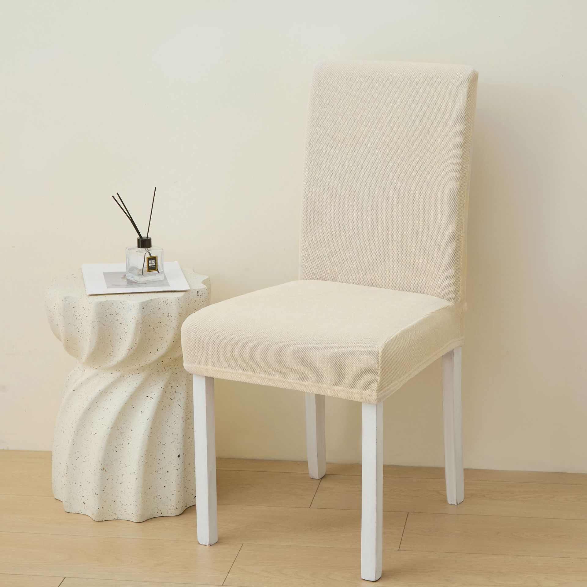 Chenille-off white-universal chair cover
