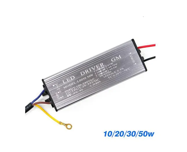 LED 드라이버 10W 20W 30W 50W 어댑터 변압기 AC100V-265V DC 20-38V 고품질 스위치 전원 공급 장치 IP67 투광 조명