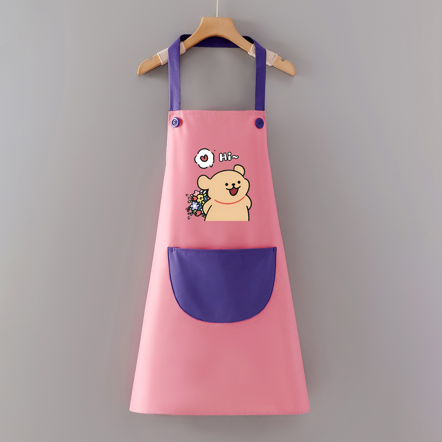 Halter impermeable Hi flower bear rosa violeta estilo ordinario