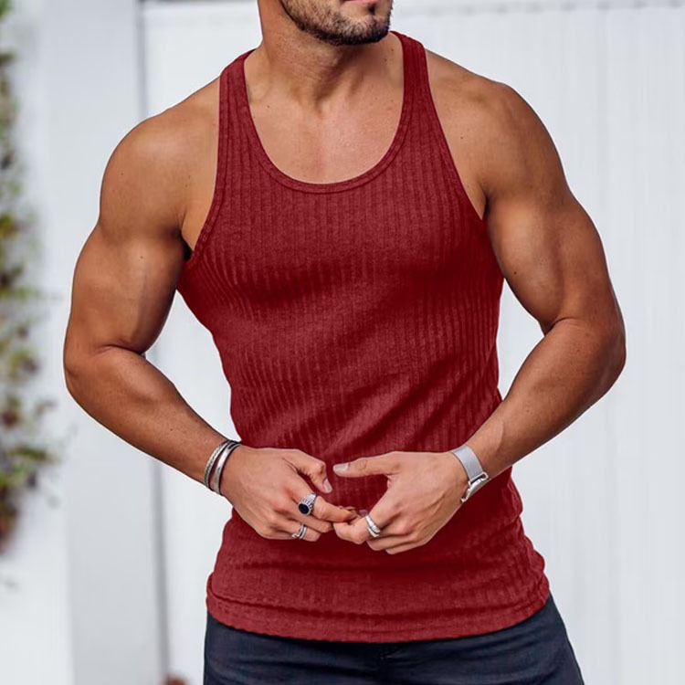 Débardeur côtelé rouge pour homme