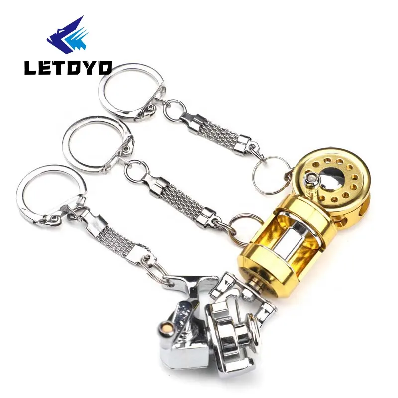 LETOYO Porte-clés en aluminium pour moulinet de pêche à la mouche Porte-clés pour moulinet de pêche à caractère miniature