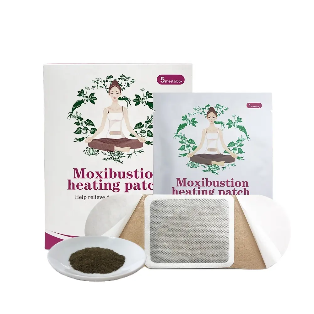 Chinese natural herbal warm hot herbal menstrual heat plaster self heating moxa adhesive patch moxibustion paste