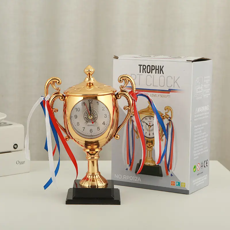 (Top) Desk Clock Creative Trophy Despertador para Reunião Anual e Prêmio Dia das Crianças