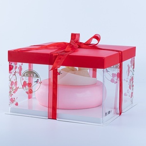 売れ筋紙10x10ポップケーキパッキング誕生日プラスチック透明長方形ケーキボックスケーキボード付き - Product Image 3