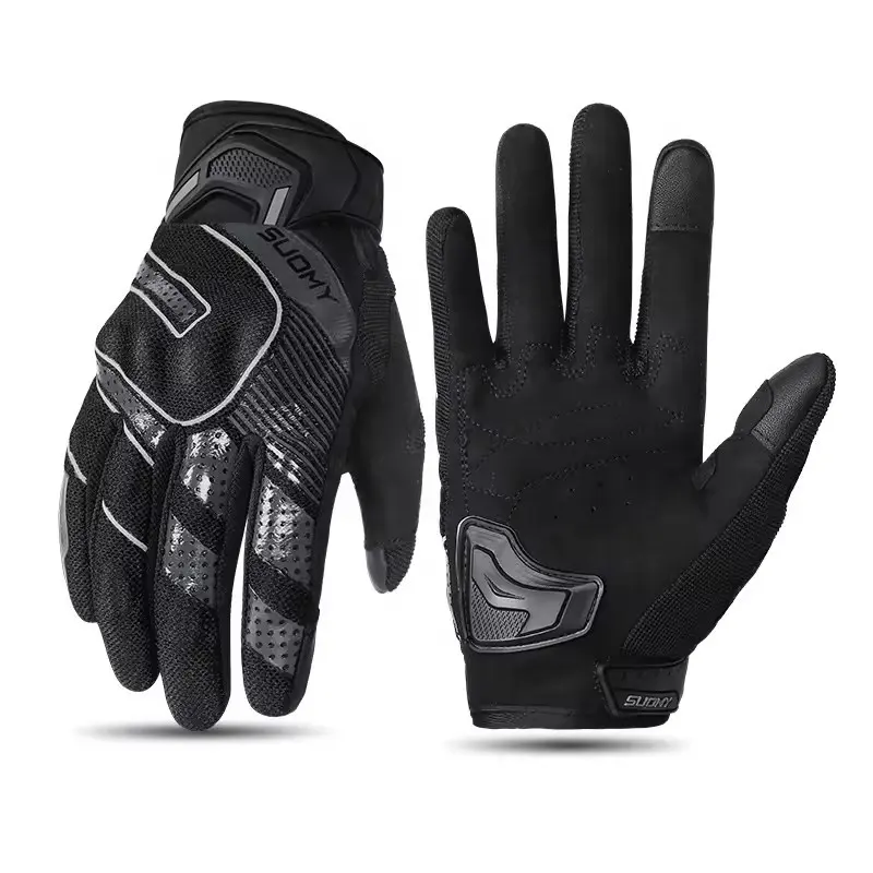 Los mejores guantes de motocicleta personalizados acolchados, carcasa protectora de rebote, guantes de carreras de motos para hombres y mujeres, guantes deportivos de dedo completo