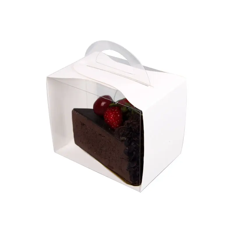 Caixa de bolo transparente portátil para melaleuca, caixa de peças de bolo, confeitaria, triângulo, caixa de deserto, logotipo personalizado