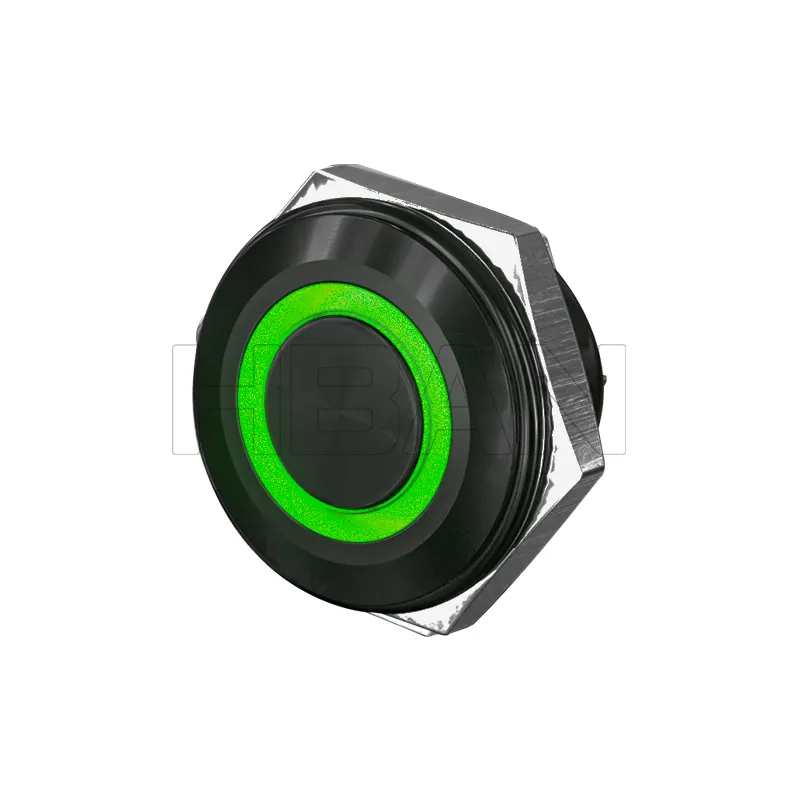 Metallo anti vandal mini rgb anello illuminato momentaneo led interruttore di pulsante on-off di potenza simbolo di 19 millimetri