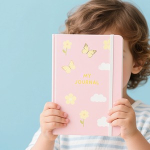 Impresión personalizada A6 Tela Lino Autoconfianza Cuidado Mindful Planner Afirmación Diario Cuaderno con banda elástica para niños - Product Image 6