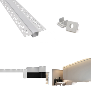 Sistema de iluminación integrado de perfil de difusor de canal de aluminio LED empotrado para luces de tira de LED de gabinete de pared de techo - Product Image 1