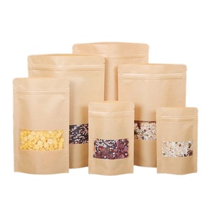 In logo tùy chỉnh bán buôn rõ ràng cửa sổ khóa zip hạt màu vàng Snack đứng lên Túi giấy Kraft - Product Image 3