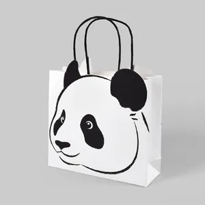 Großhandel niedlichen Panda Muster Tote Shopping Papiertüte Kreatives Design mit glänzenden Matt Laminierung Prägung Wellpappe - Product Image 5