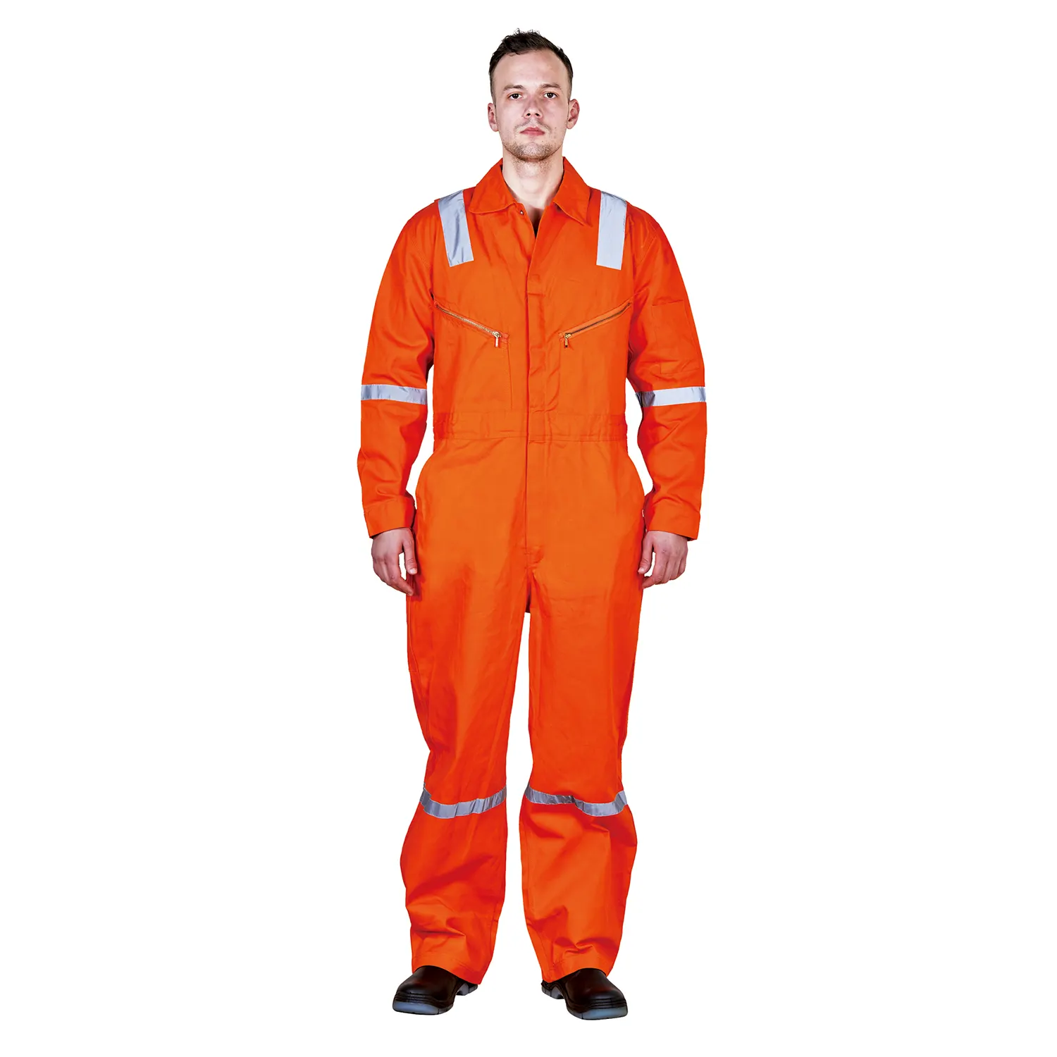 WC033-R fosforlu iş kıyafeti takım elbise Unisex üniforma atölye giyim genel iş giyim setleri OEM yansıtıcı bant ile