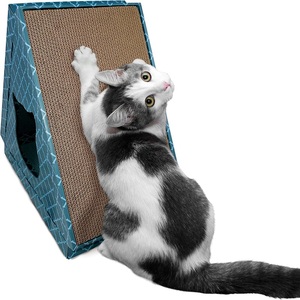 Refugio corrugado para escalada de gatos, tienda de campaña para tigres, alfombrilla para rascar con infusión de hierba gatera, gatos de interior, Color Cian, rascador de árbol para gatos de igual tamaño - Product Image 1