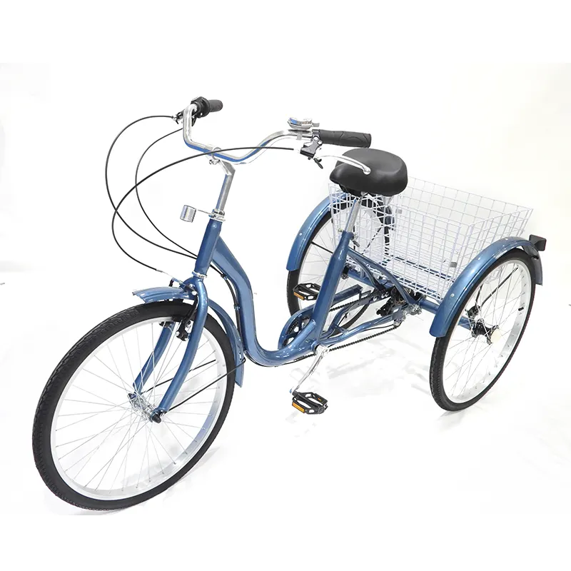 大人のカーゴバイクに使用される24 "折りたたみバスケットファミリーカーゴバイク三輪車/ショッピングバイクを備えた安い大人の3輪三輪車