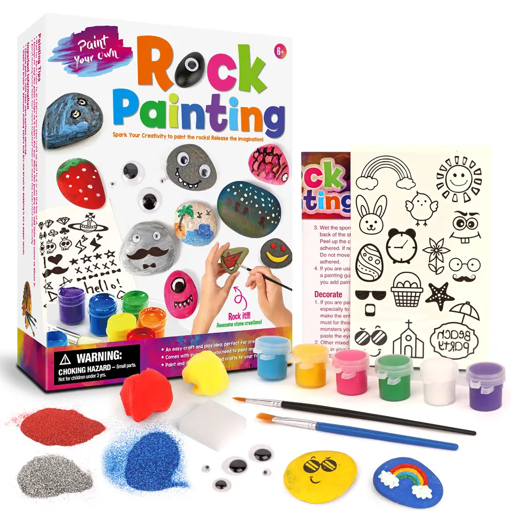 Offre Spéciale bricolage éducatif fait à la main dessin bas dans le noir Non toxique Art artisanat pierres Rock peintures Kit jouets ensemble pour les enfants