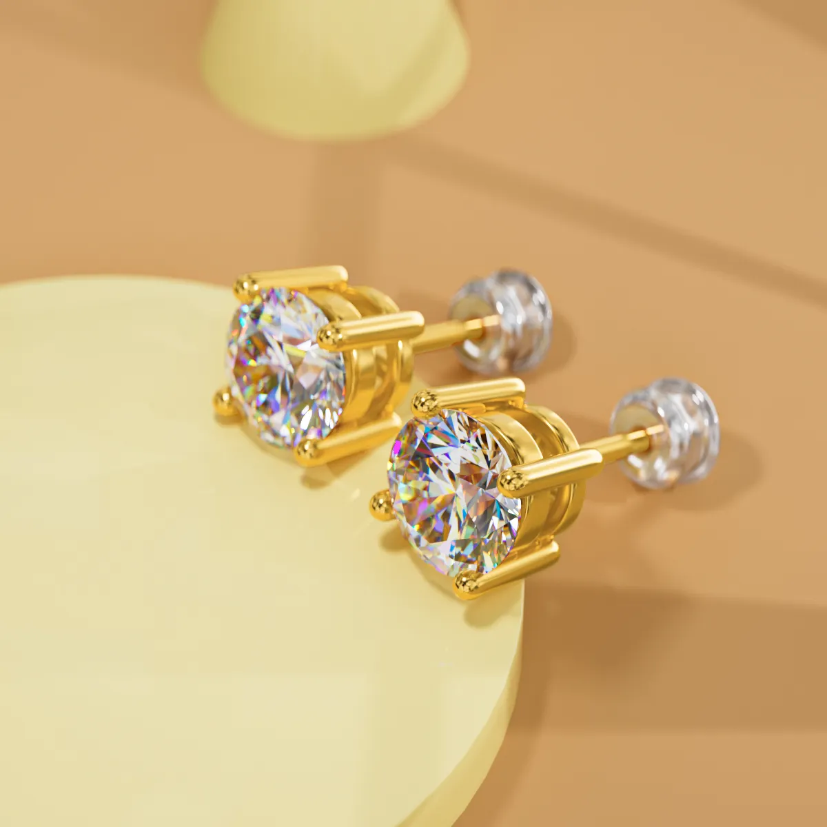Boucles d'oreilles en argent sterling 925 avec diamant personnalisé en or 18 carats 5D Designer Jewelry Hoop Stud Luxury Women Fine Jewelry Moissanite Earrings